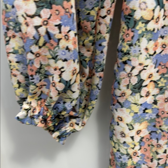 Cream Long Sleeve Sundress with Square Neck - Picture 2 of 10